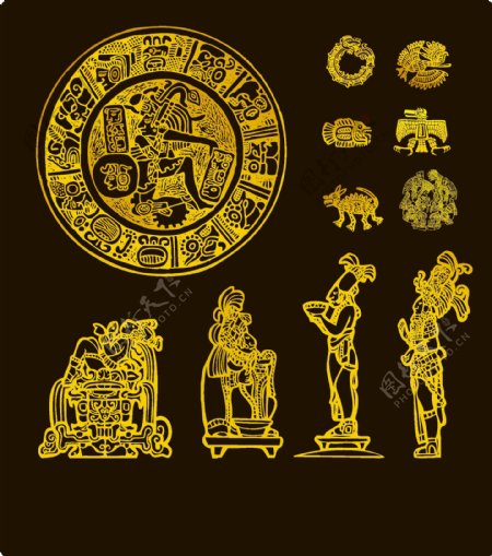 玛雅古代图案矢量图片
