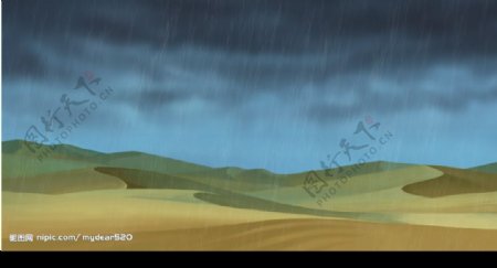 卡通雨景图片