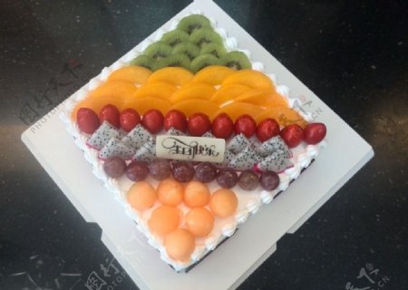 六福贺寿水果蛋糕图片
