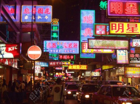 香港夜街图片