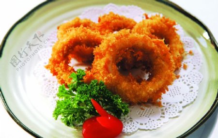 日本料理炸鱿鱼圈图片