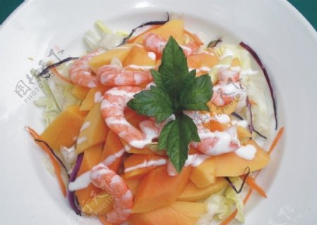 泰式木瓜鲜虾沙律图片