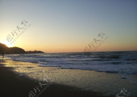 夕阳威海图片