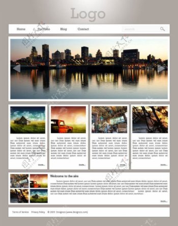 简洁风格的网页模板psd分层素材图片