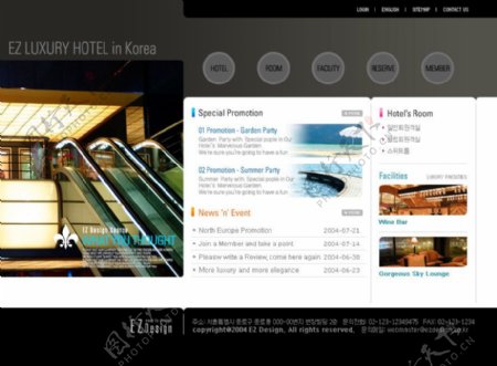 旅游住宿网站界面韩国商业模板图片