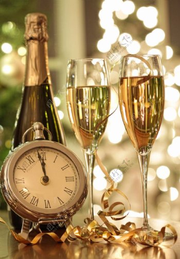 新年香槟美酒图片