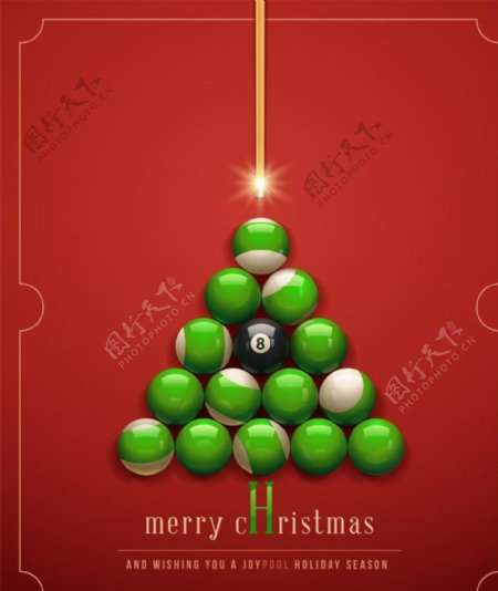 桌球圣诞树图片