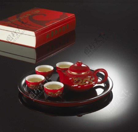 彩釉茶具图片