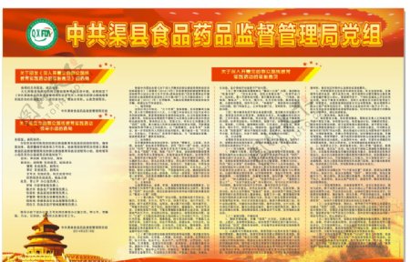 中共药品监督管理局党组展板图片