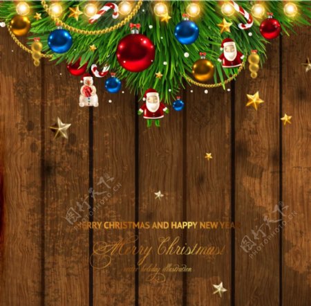 木纹木板圣诞节背景图片