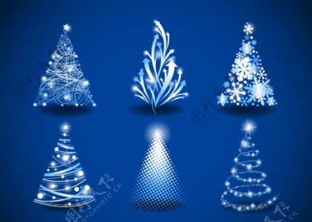 动感线条箭头雪花圣诞树图片