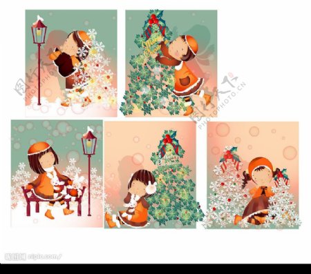 圣诞节主题韩国iClickart四季可爱女孩专辑图片