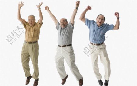 跳跃欢呼的老年人图片