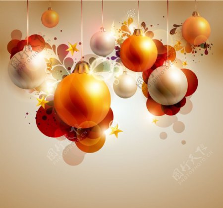 梦幻光斑圣诞球背景图片