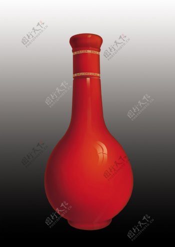 红色漆釉瓶子图片