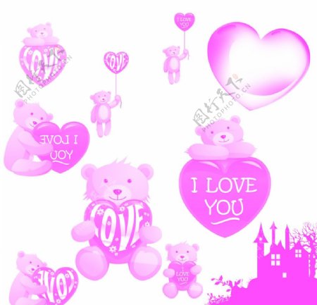 粉色的熊模板图片