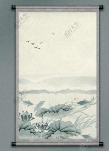 中国风山水卷轴图片