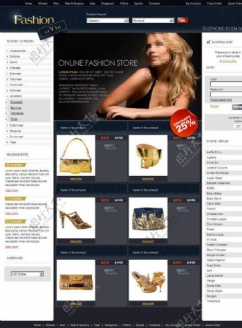 时尚内衣商城网页模板图片