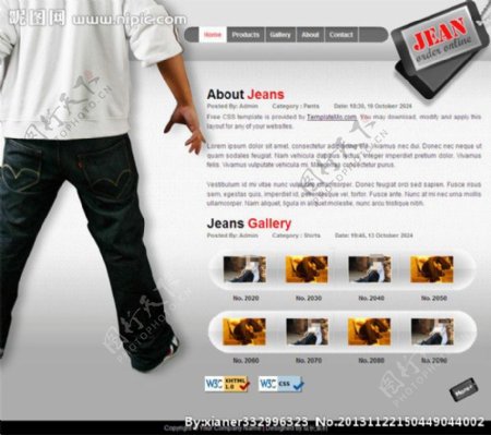 牛仔裤画廊网页模板图片