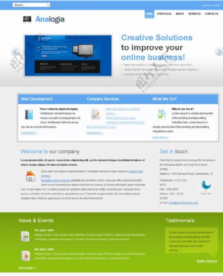 蓝色简单商务企业网站图片