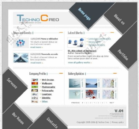 02075设计创意类韩国网页模板全套含7PSD页面文件图片