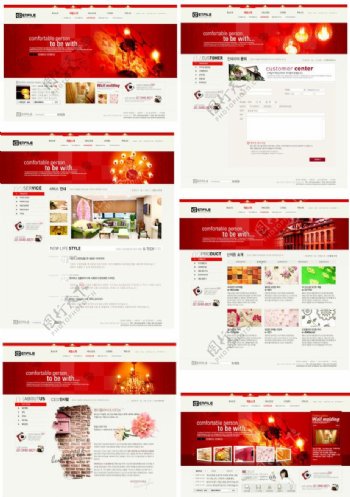 红色系韩国企业站模板图片