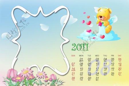 2011卡通兔儿童台历模版8月图片