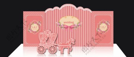 婚礼背景粉色马车图片