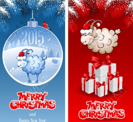 2015卡通羊圣诞图片