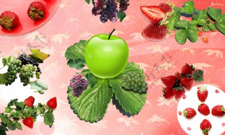 水果与食品之草莓葡萄图片