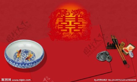 中式婚庆主背景图片