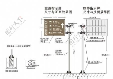 路边指示牌结构图图片