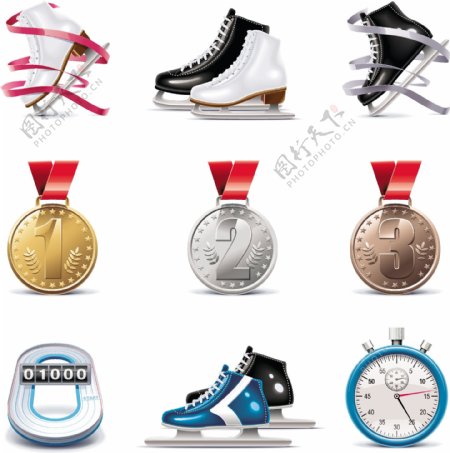 奖牌溜冰鞋图标图片