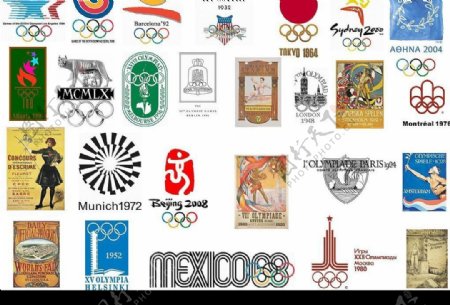 各届奥运会徽标志全图片