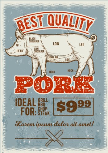 复古风格猪肉海报