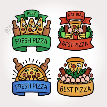 四款披萨商标标志标签