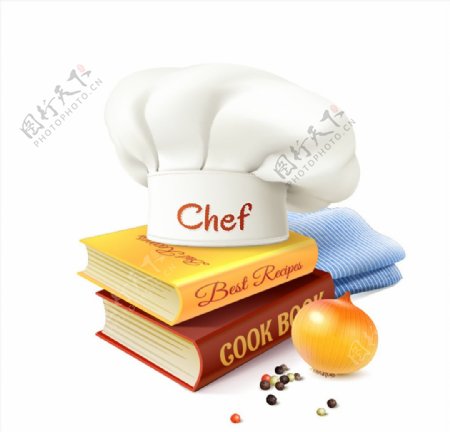 书本上的厨师帽矢量素材