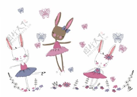 儿童卡通兔子印花图案
