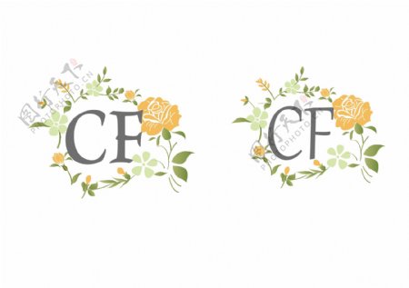 花环形状婚礼logo