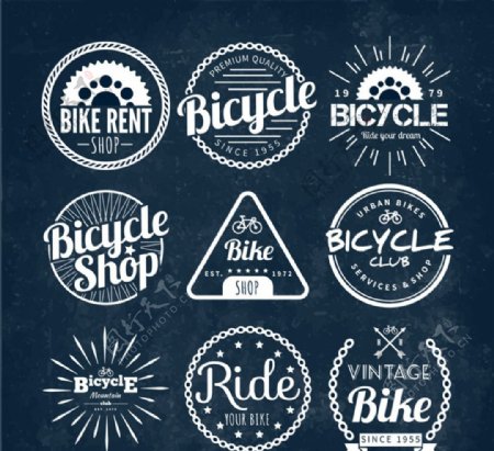 创意自行车店徽章