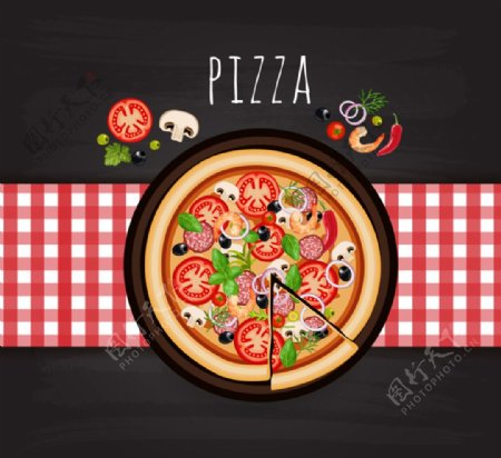 意大利披萨俯视图