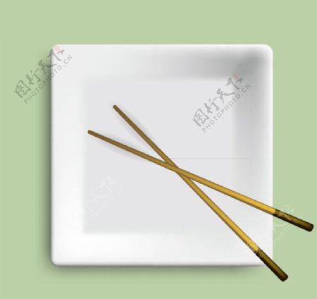 方形餐盘与筷子设计矢量素材