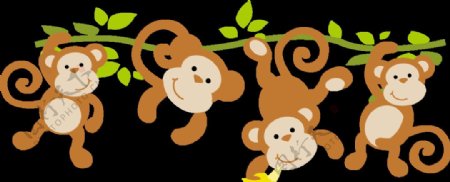4只可爱猴子