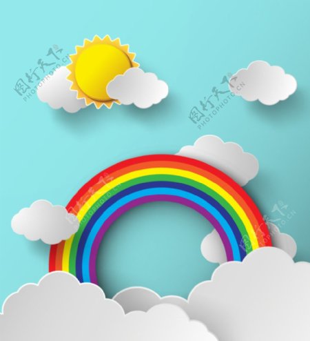 云朵与彩虹剪贴画矢量素材