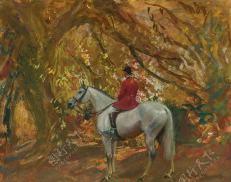 骑马的人油画