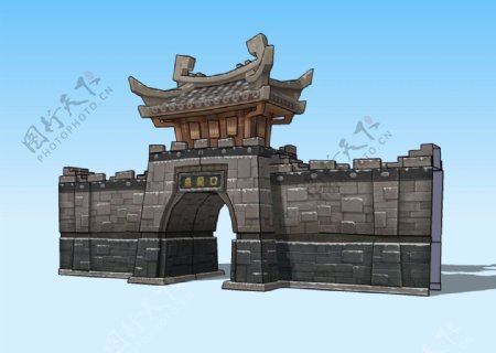 Q版城门3D模型