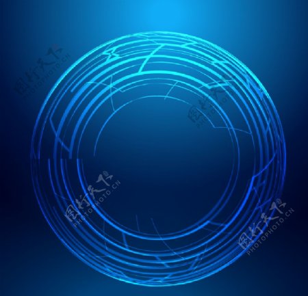 蓝色光线科技圆环背景