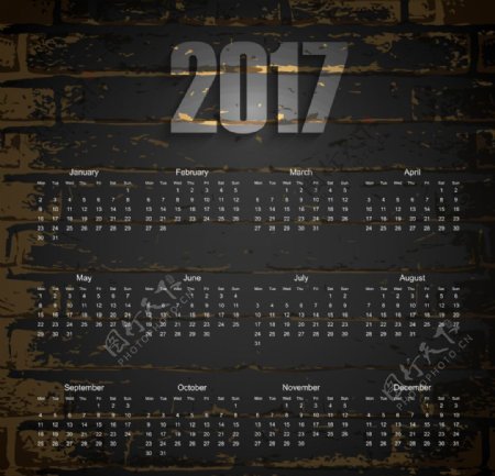 2017酷炫纹理日历