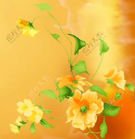 黄色唯美花朵背景底纹