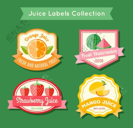 可爱的水果果汁的标签